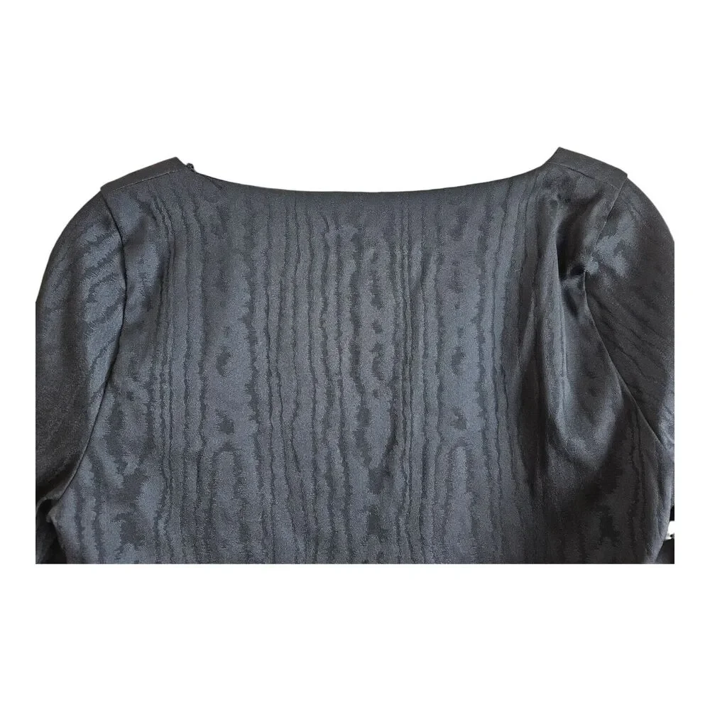 ZARA Women's L Blouse Cropped Bustier Black Satiny Long Sleeve Lined NEW NWT